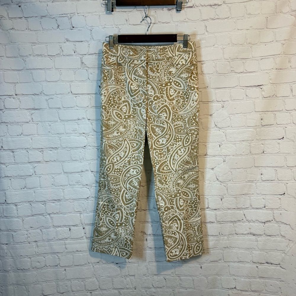 Isaac Mizrahi Tan and Cream Paisley Pants